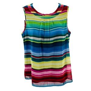 Christopher & Banks Colorful Striped Chiffon Sleeveless Classic Tank Top S
